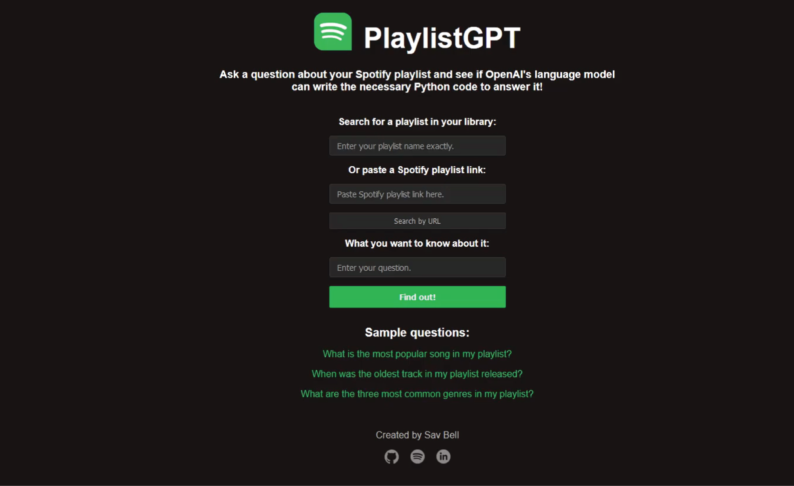 PlaylistGPT application